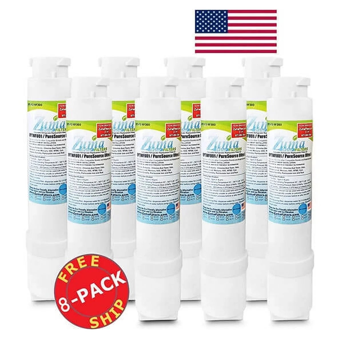 with U.S.A. liquid ZUMA , - Made and Compatible Ice Filter FPBS2777RF0 in , - Brand 8 Pack