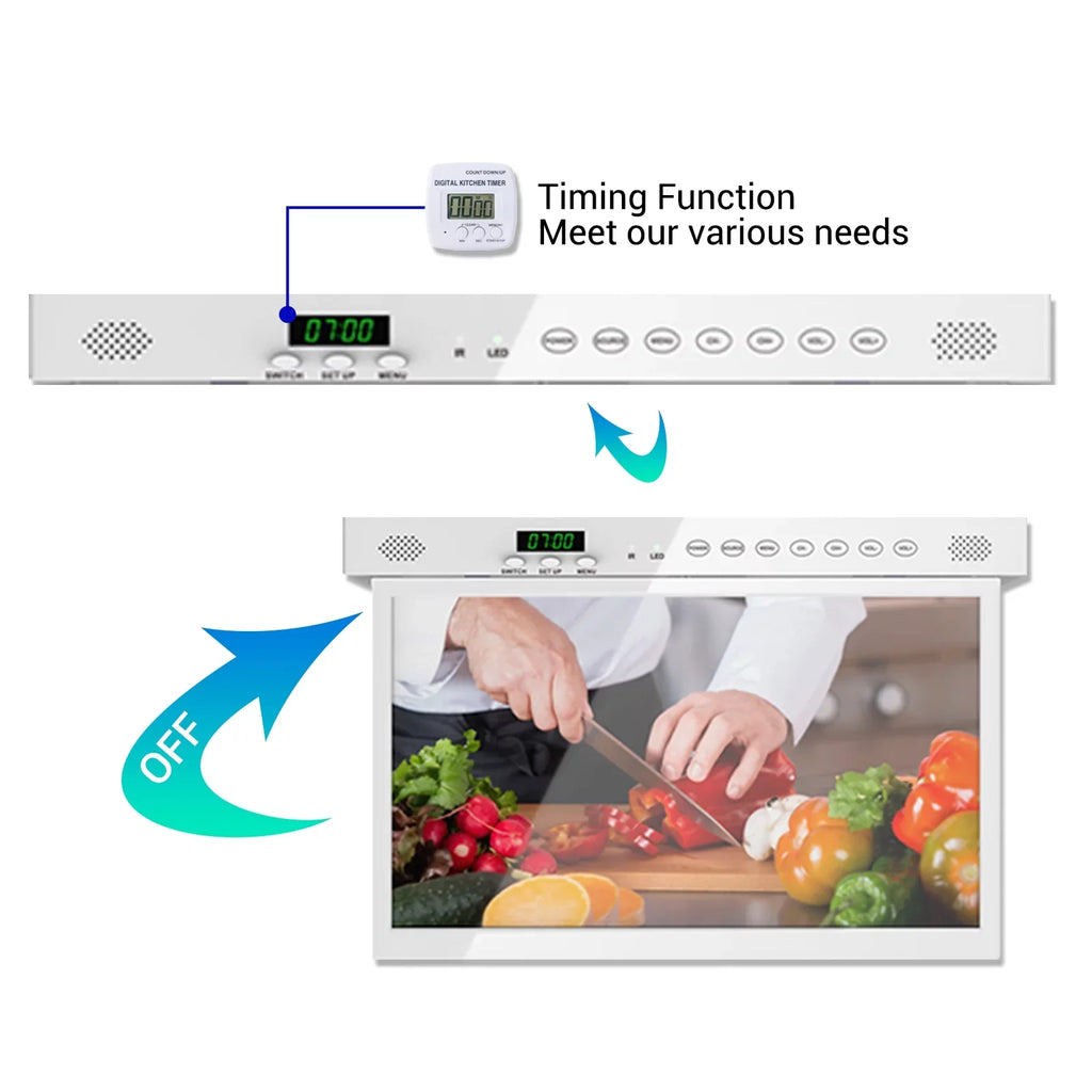 FHD Assistant inch SYLVOX Built-in Cabinet Support WiFi TV, Play, Android TV, Kitchen 1080P 15.6 Under Smart Smart TV Bluetooth
