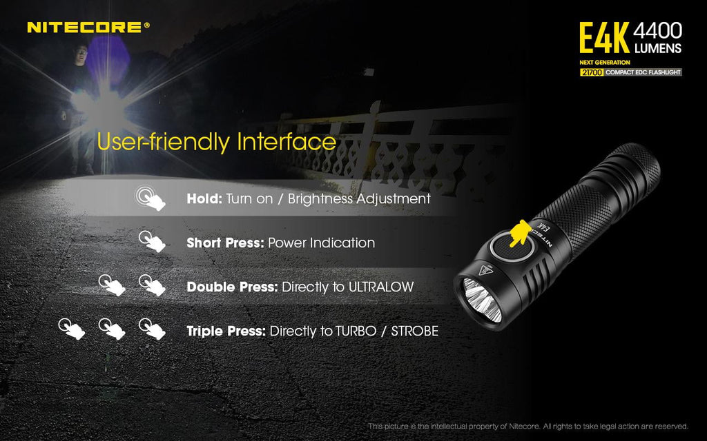 Lumens Charger and generation and Combo: Cord Eco-Sensa NITECORE Batteries - NL2150HPR Next Intelligent E4K 4400 Flashlight +UMS2 w/NL2150HPi USB