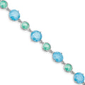 7.25 in ext CZ Rhod-pltd Bracelet Silver w/1in Q-QX970CZ Green/Blue Sterling Ice