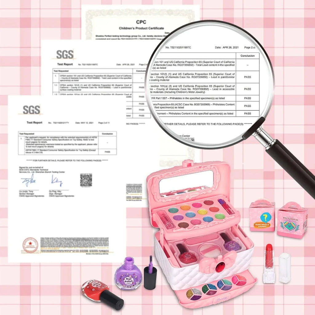 Pink Cosmetic for Set Toddler Real Girls, 24Pcs Safe Kids Birthday 3-12 & Frozen Girls Christmas Makeup Makeup Kids Kit for Non-Toxic Makeup Makeup Set, Gift, Toys Year Washable Olds