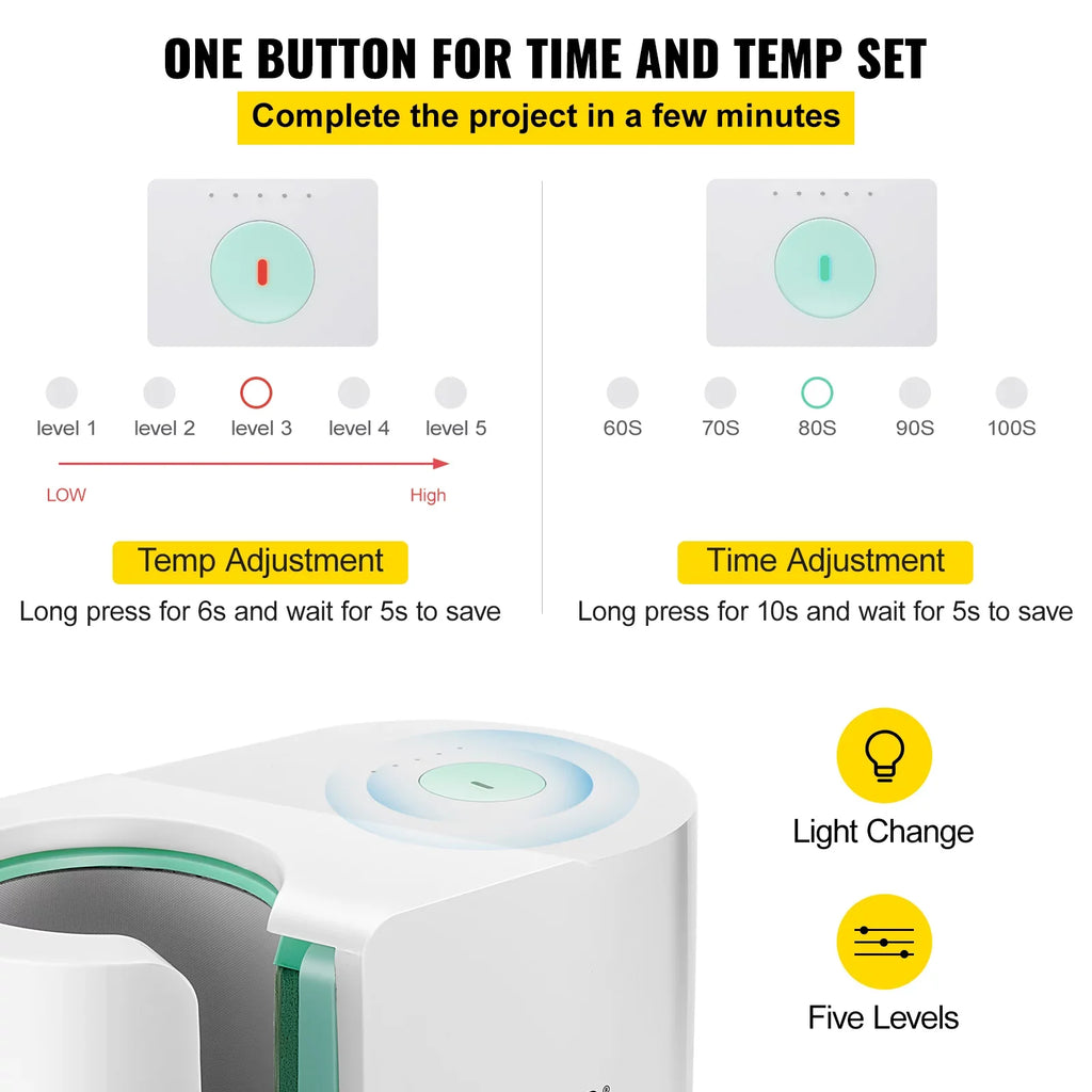 Portable Heat BENTISM Mug Presser, Easy Mug One-touch Setting, Press Machine, DIY Mug Cup Printing Press 11-15oz, Press Machine Coffee Automatic Sublimation Pro Transfer