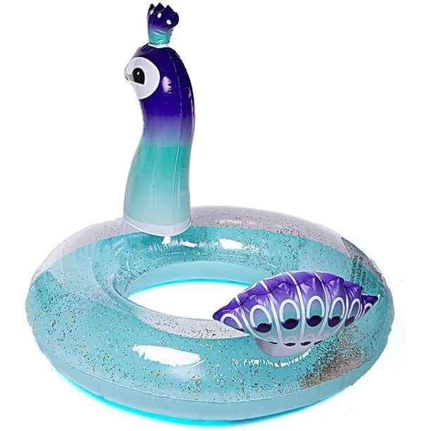 for Glitter Peacock Inch Lounge Inflatable Fast Toys Kids Summer Melia Float Game Party Swim Decorative with Designed Raft 48 Beach Pool Party liquid | Valves