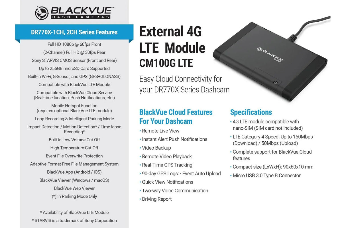 Card | Waterproof 1080p WiFi DR770X-2CH-TRUCK 60FPS Exterior Dash Front With Cloud-Ready 256GB BlackVue + & Cam GPS