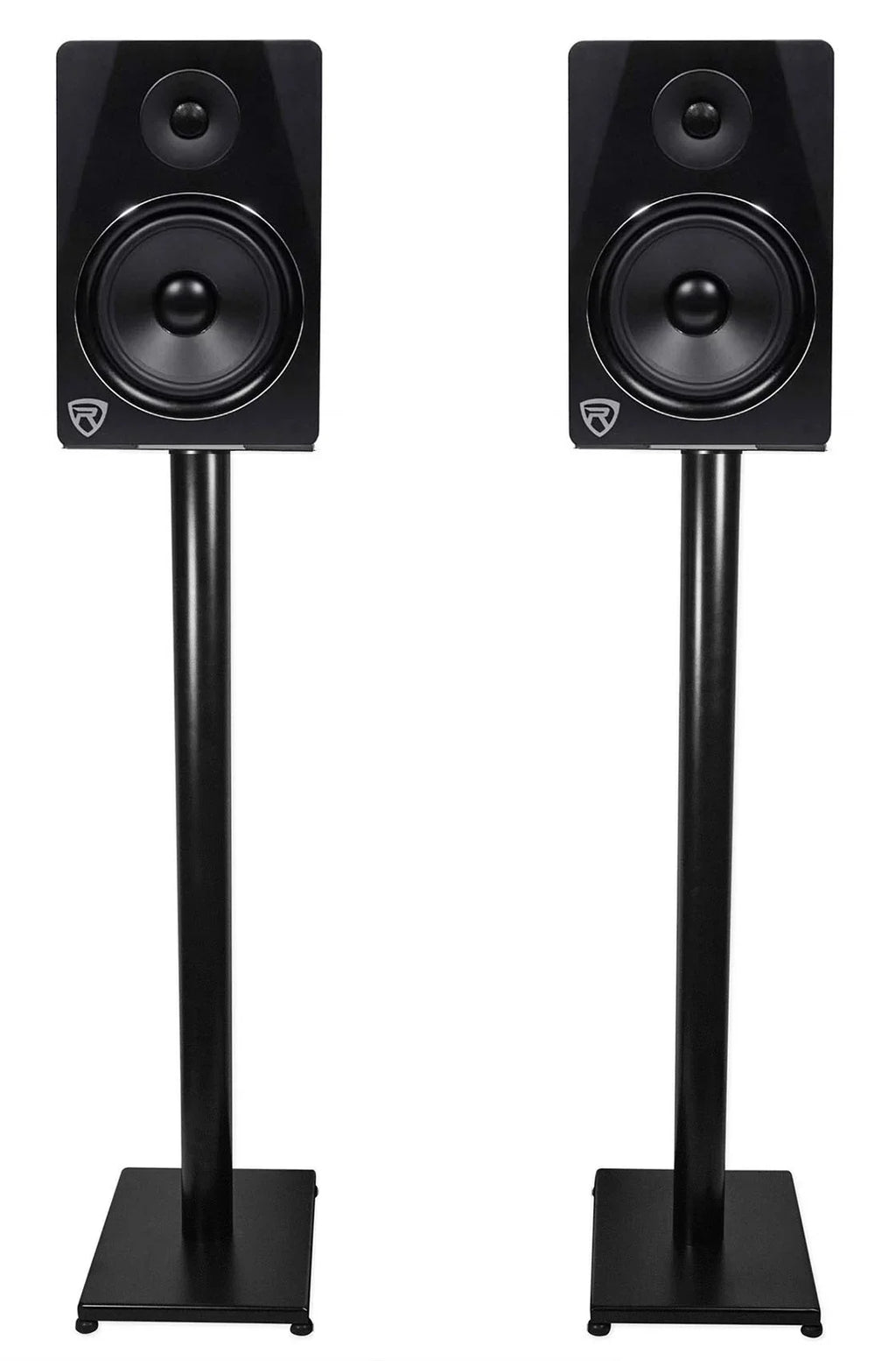 37" Steel Bookshelf / Studio Pair Rockville Monitor RS37B Speaker Stands Black in