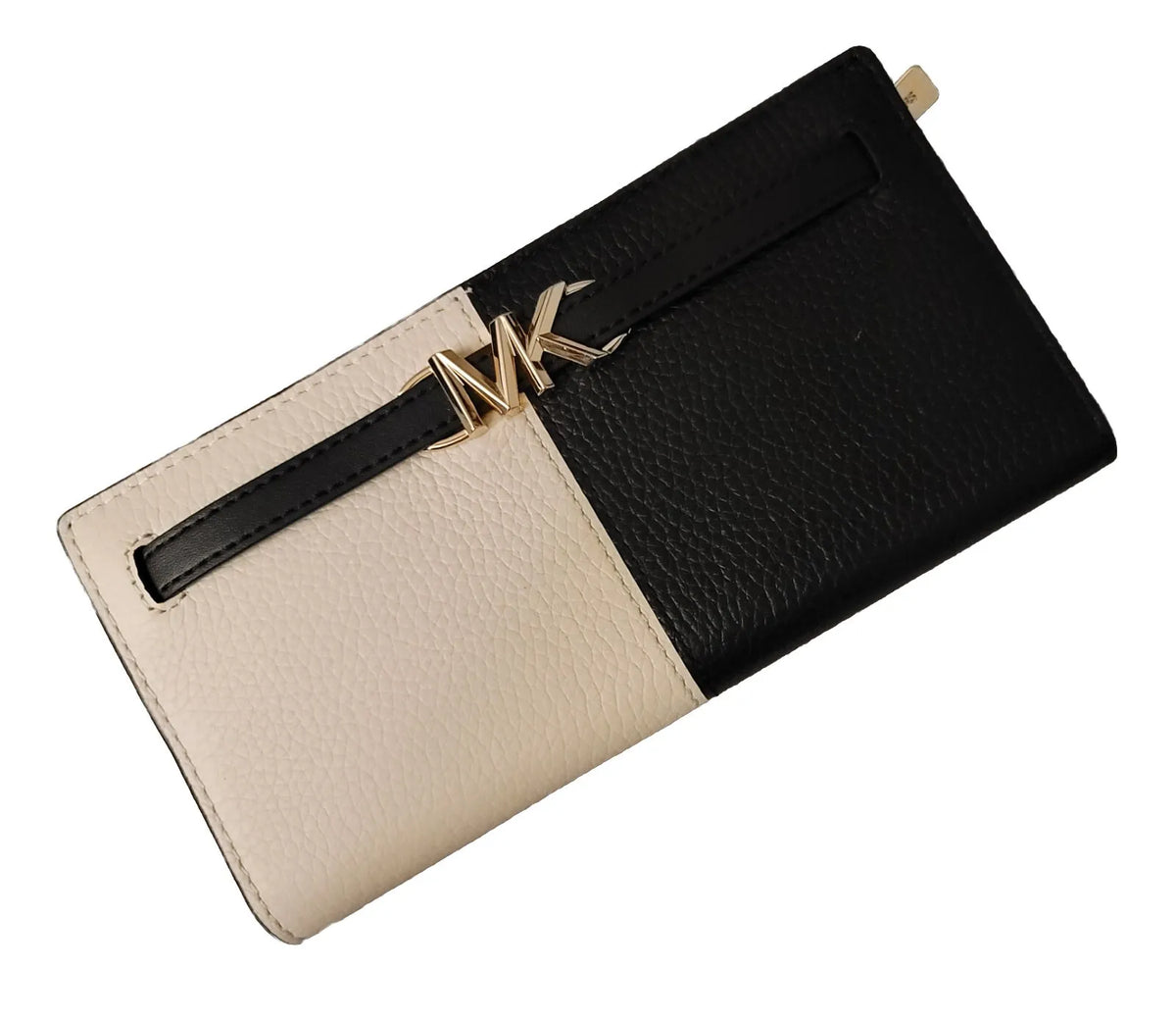LARGE MICHAEL JET AND BIFOLD BLACK WHITE REED WALLET FLAP KORS SET SNAP