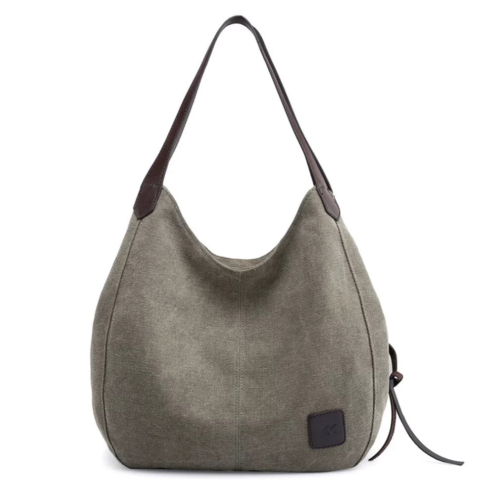 Vintage Bags MIXFEER Canvas Multi-pockets Women Totes Handbag Shoulder Bag Hobo