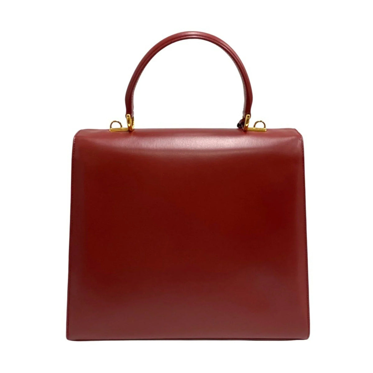 Ladylock Pre-Owned Genuine Red Calf Vintage Leather Bag Tote Handbag Old (Good) Mini