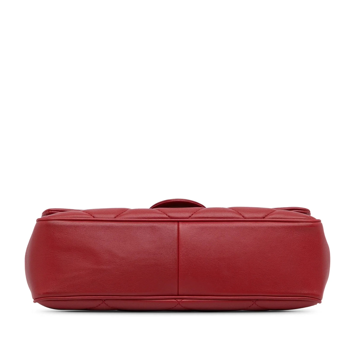 Lambskin Leather Authenticated (Good) Carry Unisex Red Small Easy Satchel Bag Pre-Owned Flap