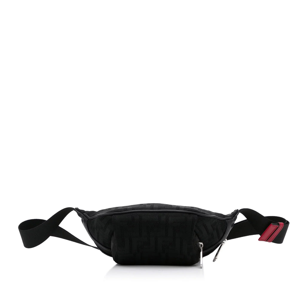 Black FF Belt Grace Pre-Owned Unisex Pocket Fabric Fendi Bag Authenticated Neoprene (Good) Vitello Knit Perforated