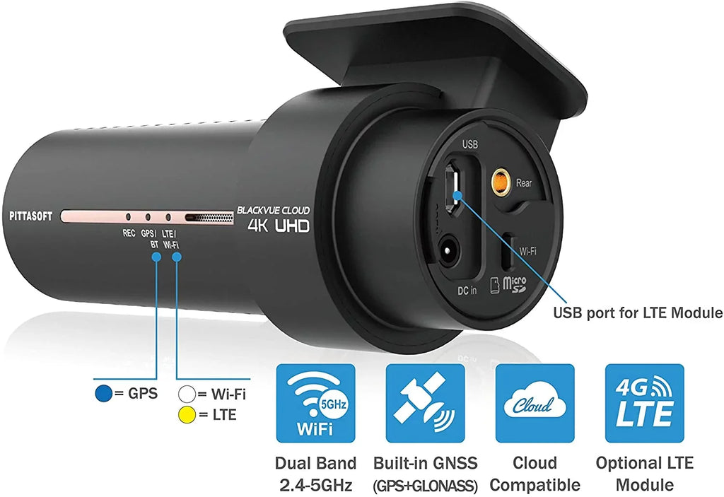 Module LTE Optional Cloud BlackVue DR900X-2CH CM100 UHD 4K 32GB Dashcam Card with Microsd