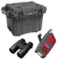 Cooler, Gun Green, and Metal/OD Emergency Trophy 10x42 Elite XLT Radio 50QT Binoculars Bundle with