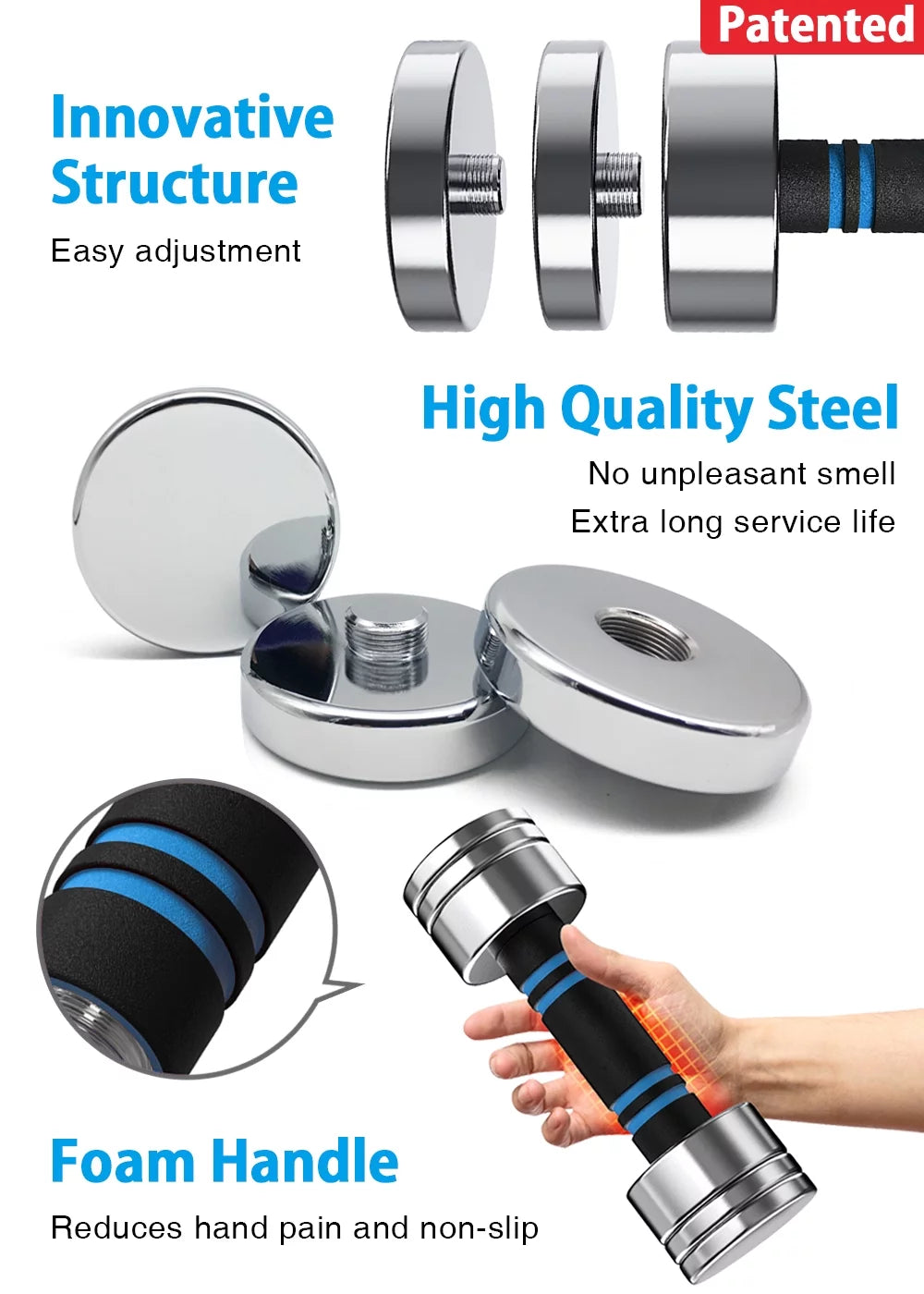 with 5lb Steel Adjustable Gym Set for 15lb 20lb Silver 10lb Dumbbells Pair Foam Northdeer 30lb Lifting Weight Fitness 50lb Weights Handle,