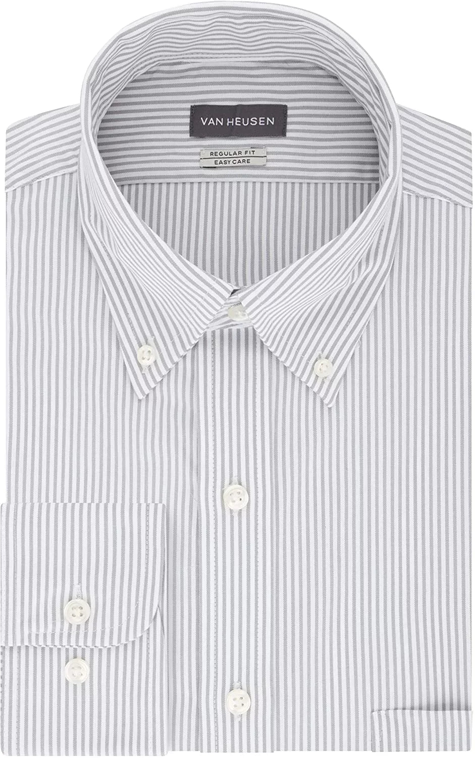 Fit Neck 34-35 Mens Pinpoint Iced 16.5 Stripe Heusen Regular Sleeve Shirt outfit Grey Van