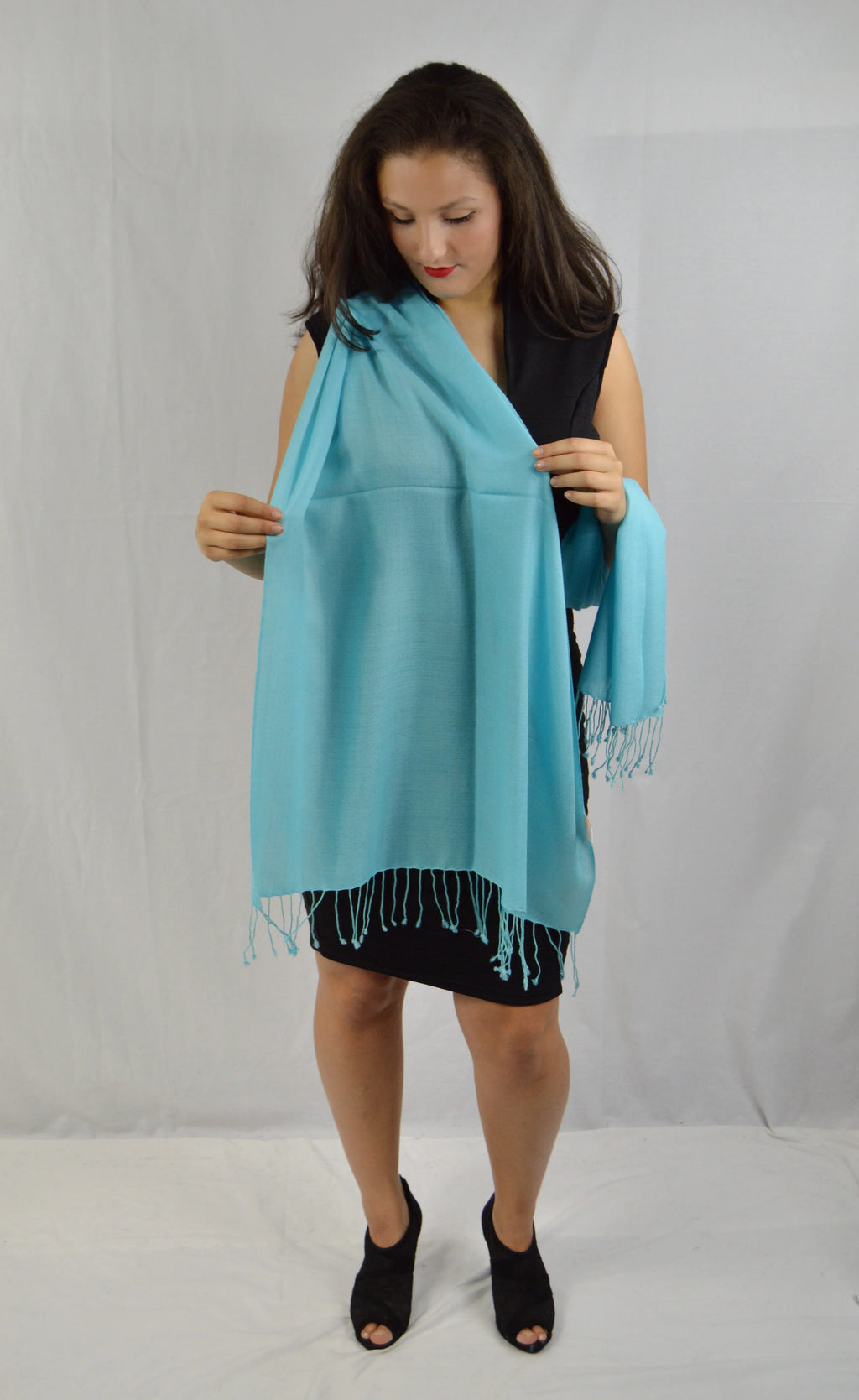 Shawl/Scarf/Scarves Shawl/Evening Shawl/Pashmina Shawl) Shawl/liquid Shawl/Light Shawl/Summer (Tiffany Pashmina Fancy weight Regular Shawl/Sheer Blue