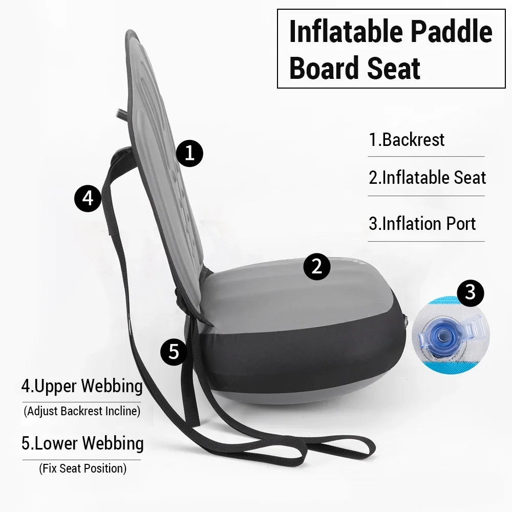 Board Seat Back Detachable Support Kayak Comfortable Kayaking Accessory Adjustable Inflatable Seat with WKERSIY Paddle