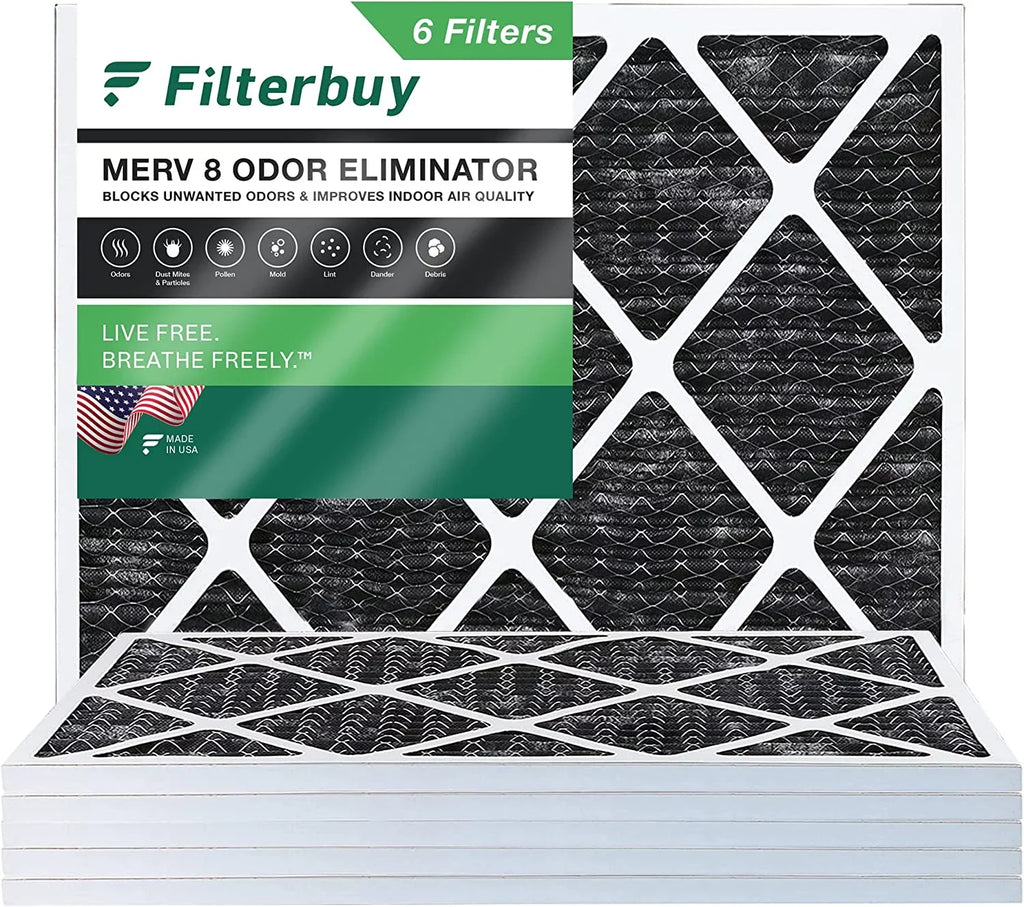 (6-Pack) Odor Pleated 8 Activated Air HVAC with Filters 20x22x1 Eliminator Filterbuy AC Carbon Furnace MERV