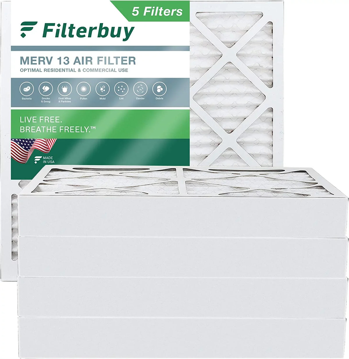 AC MERV HVAC Air Filterbuy 13 Filters 25x25x4 Furnace (5-Pack) Pleated