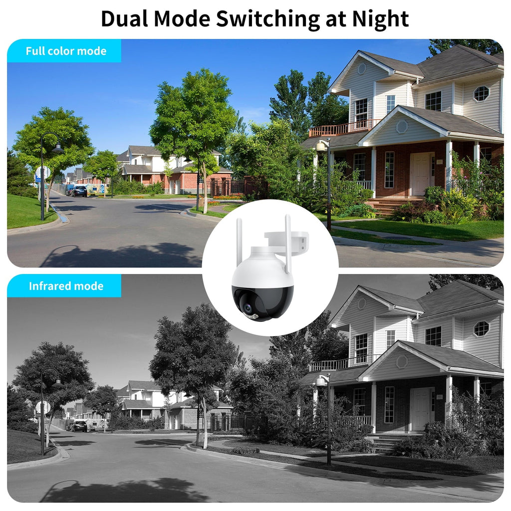 Night System Detection IP Access 4MP Waterproof Home WiFi 360° 2-Way IP66 Audio Lixada Remote View PTZ Vision Color Motion Wireless Camera