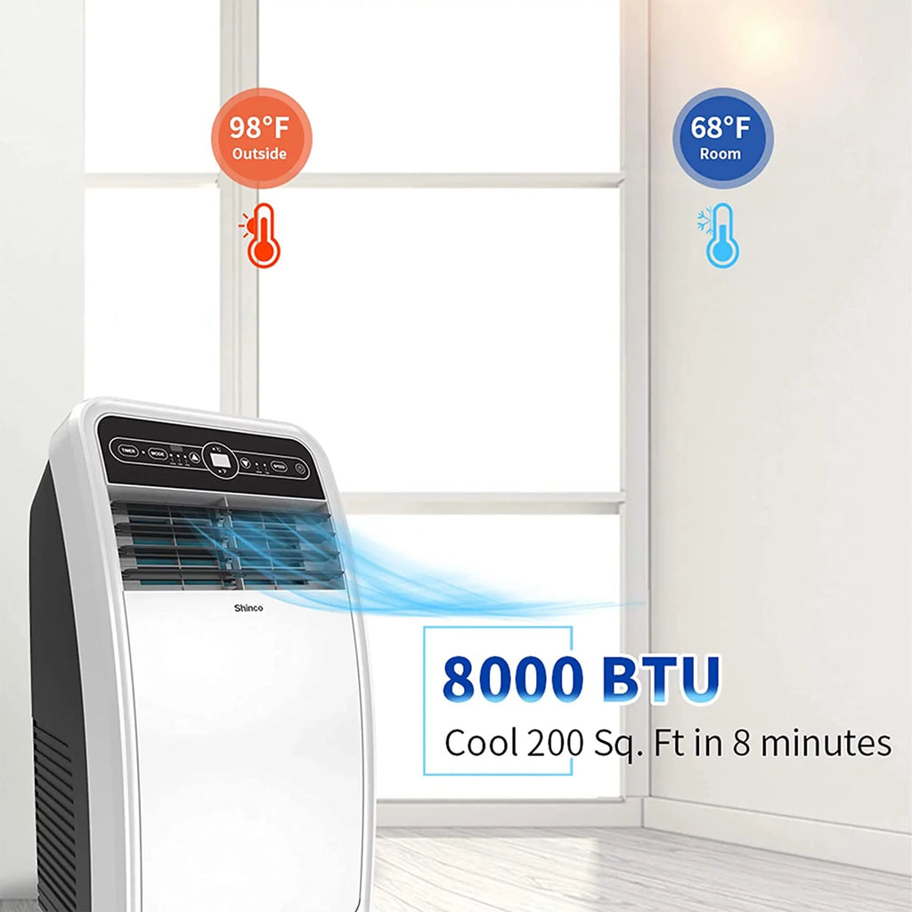 AC Unit, Rooms Fan Shinco for SqFt 200 Dehumidifier, 8,000 BTU and Portable