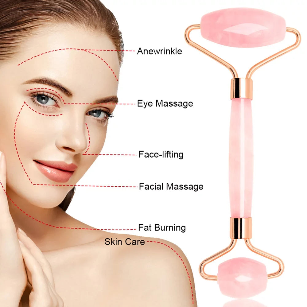 Roller, Quartz and Body Fine Sha for Relieve Jade Facial Face Beauty Relaxing Roller Massager and Eyes, Face, Muscle Roller, Tools, Wrinkles Skin Rose Lines Neck, Gua Care