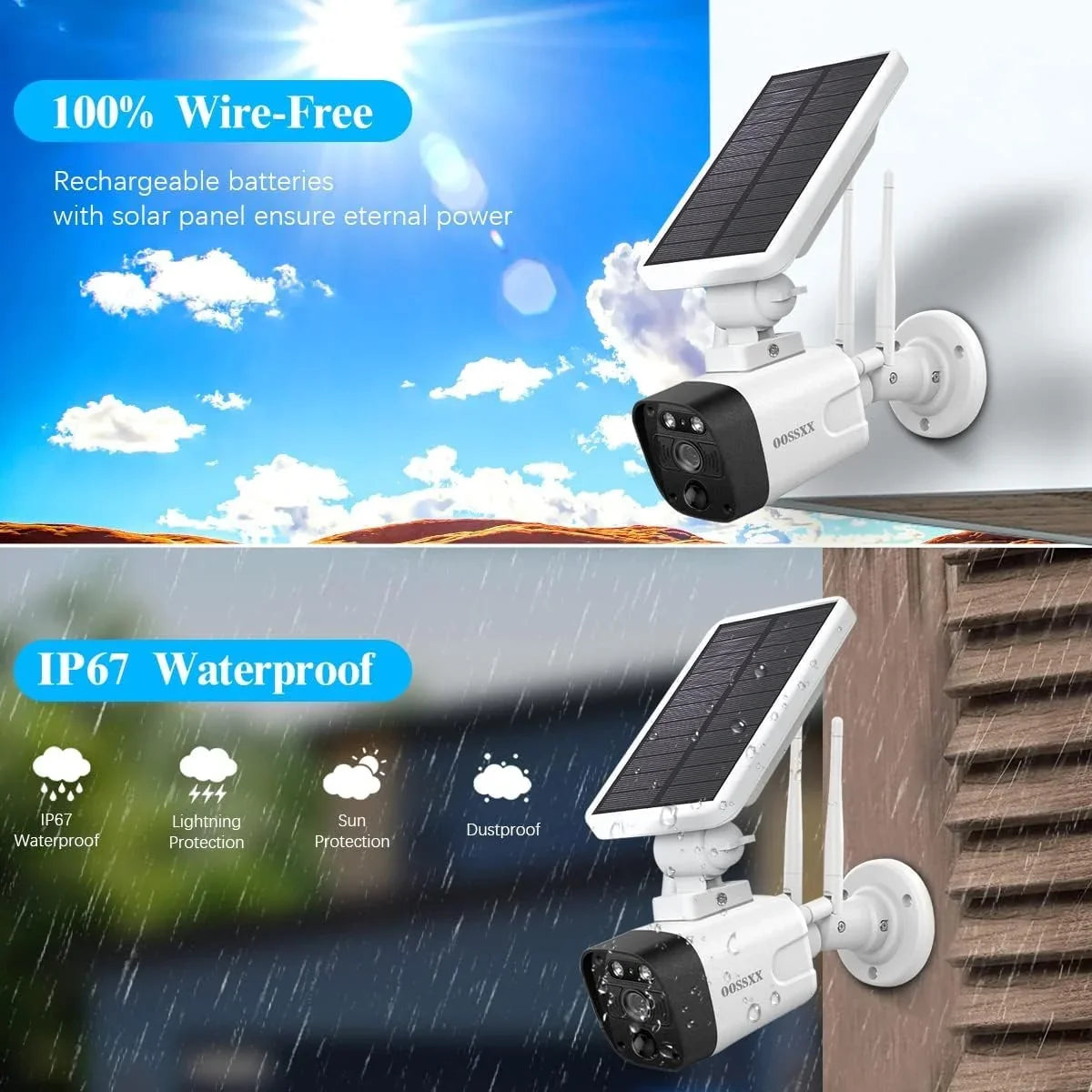 6pcs with 2TB system, Security cameras by System}, pre-installed Home Camera Surveillance 2K OOSSXX Solar 3.0MP {100% Hard solar NVR, Wireless 8-channel Wire-free Drive