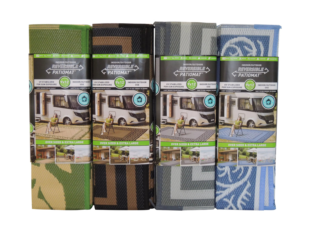 with x designs) Rug Mats Patio 2 exterior (Reversible 9' Gray 12'