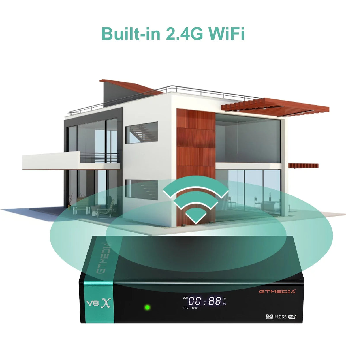 Built-in CA DVB-S/S2X Slot Card GTMEDIA Receiver, 2.4G Signal V8X LA WiFi,