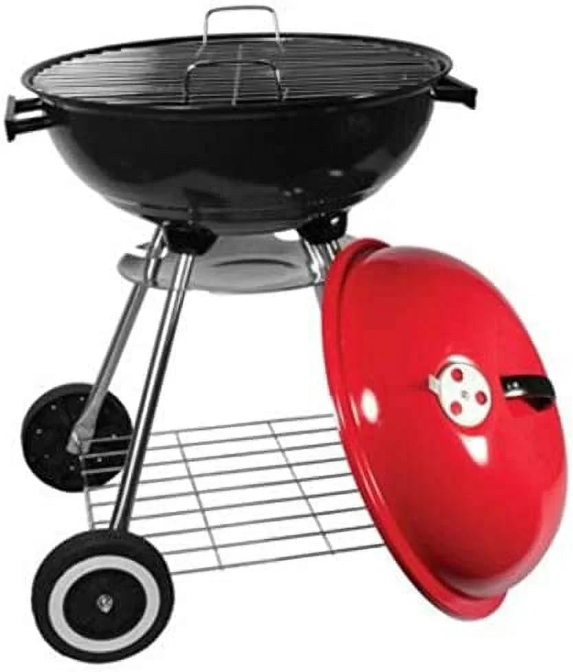 Steel Charcoal Heavy Large Barbecue 18x31 Grill Legs Ash Color BBQ alp Portable Catcher Red/Black Classic W/Wheels