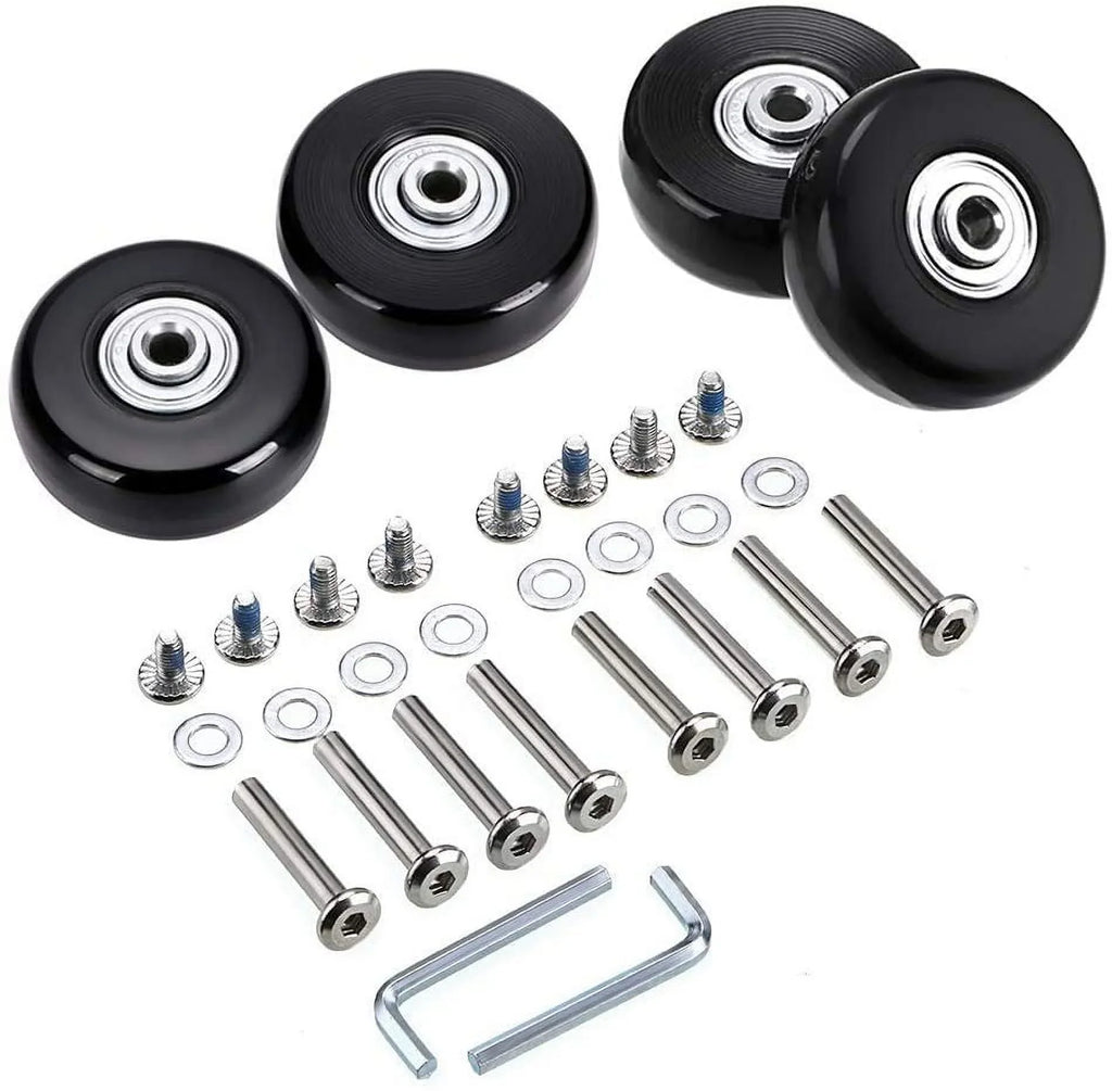 4 of Bearings Repair Kits x OwnMy 50 Wheels, Replacement Caster Wheels 18mm Rubber Suitcase Black Luggage Swivel Set