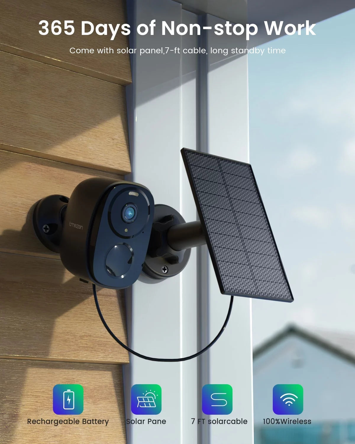 Security Color WiFi, Security White exterior Night Solar Vision, Camera View, Siren, 360° Camera, exterior PTZ Spotlight 2K/3MP & Wireless