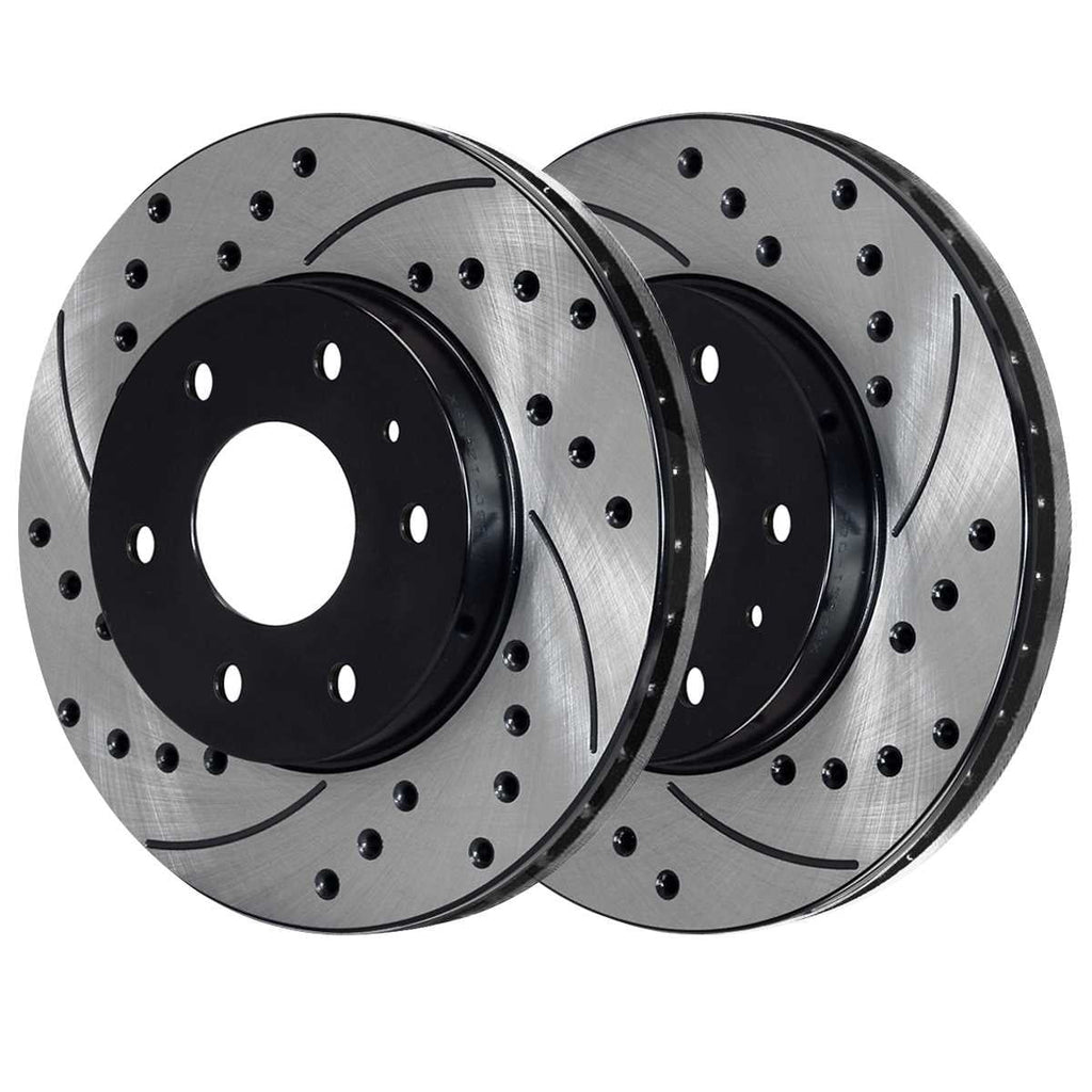 Kit Traverse Passenger Chevrolet Outlook Acadia Buick Driver for GMC and and Rotors AutoShack Side Ceramic 2008-2017 Black Saturn Replacement Enclave Slotted Front Limited Drilled 2009-2017 Brake Pads