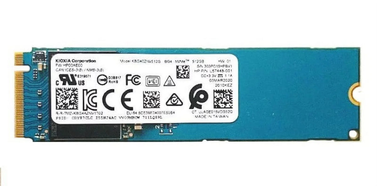 Drive PCIe 512GB KBG40ZNC512G HP SSD NVMe L57448-001 M.2 Genuine