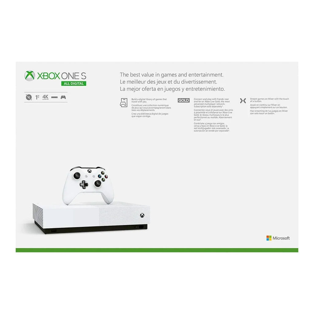 (Disc-free Controller gaming) Xbox Digital Wireless All One S - Edition One with Xbox White Used 1TB - US/Canada