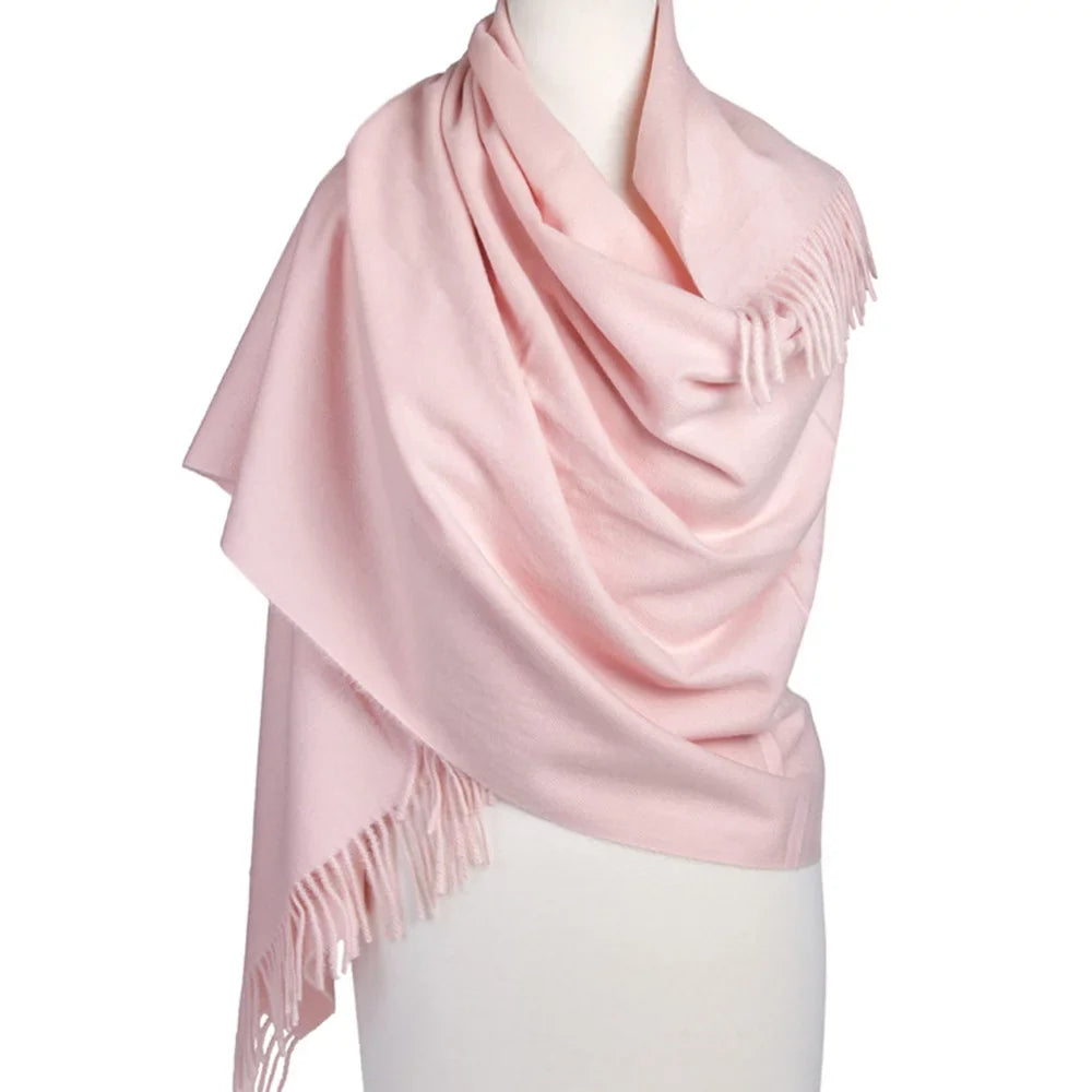 Warm Virgin with Pink Scarf Women Dreamy Tassels Soft Scarf 27.6x74.8-inch Wool for