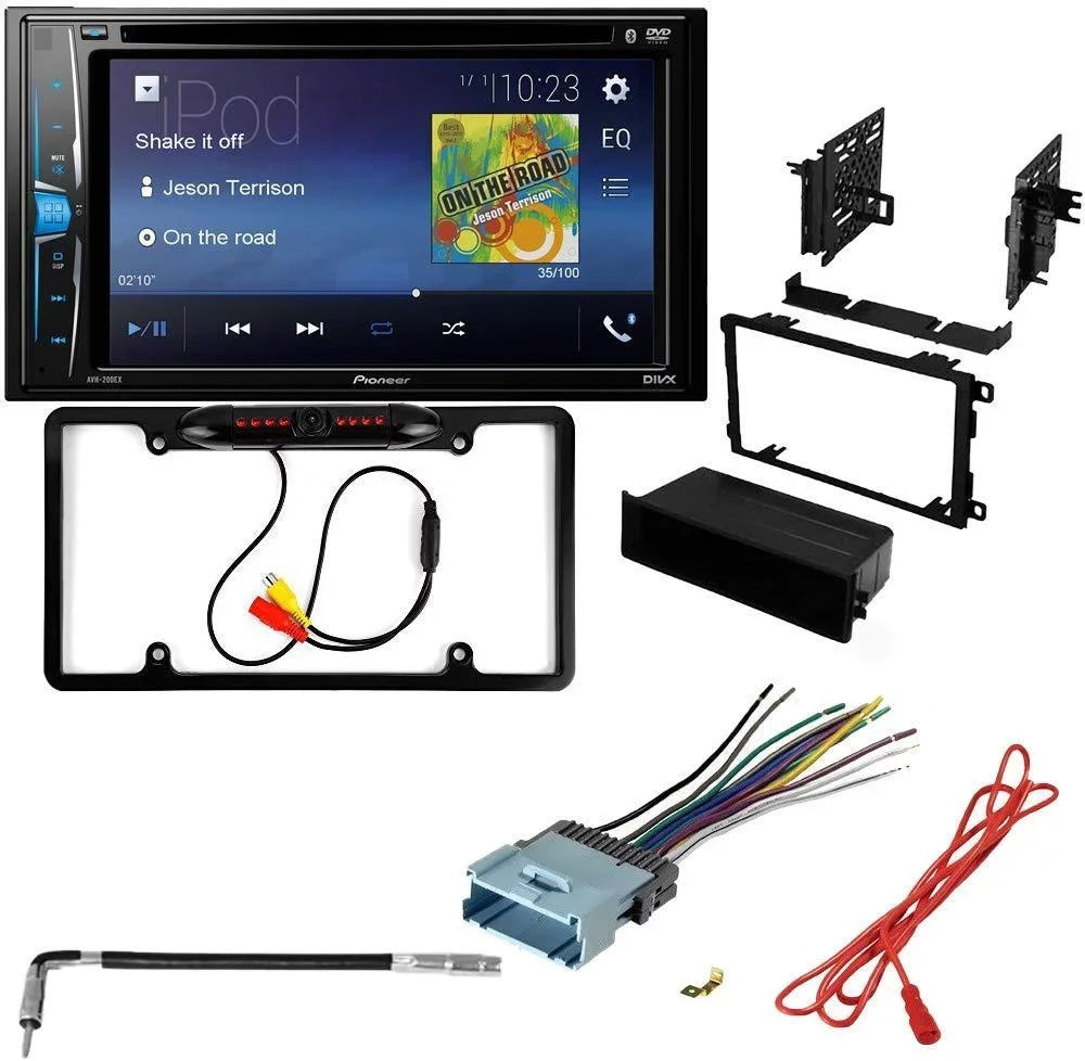 Car Oldsmobile / DVD Dash with Double Multimedia for Pioneer Stereo Kit Bundle Camera, KIT2408 Touchscreen, Alero Bluetooth and Kit Installation Backup - 2001-2004 Din