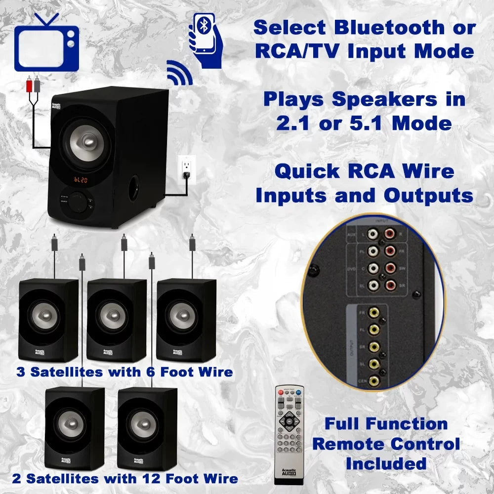 Audio Bluetooth Cables FM Speaker 4 with Extension Home Theater 5.1 System and Acoustic AA5171