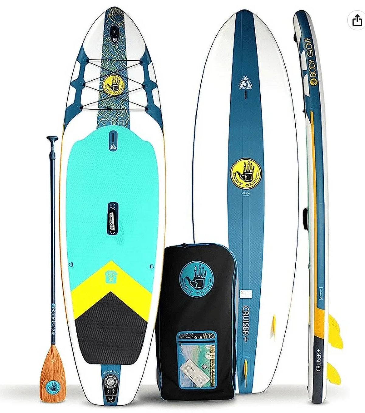 Board Stand Package, Up Cruiser Paddle Inflatable Glove Body White/Blue