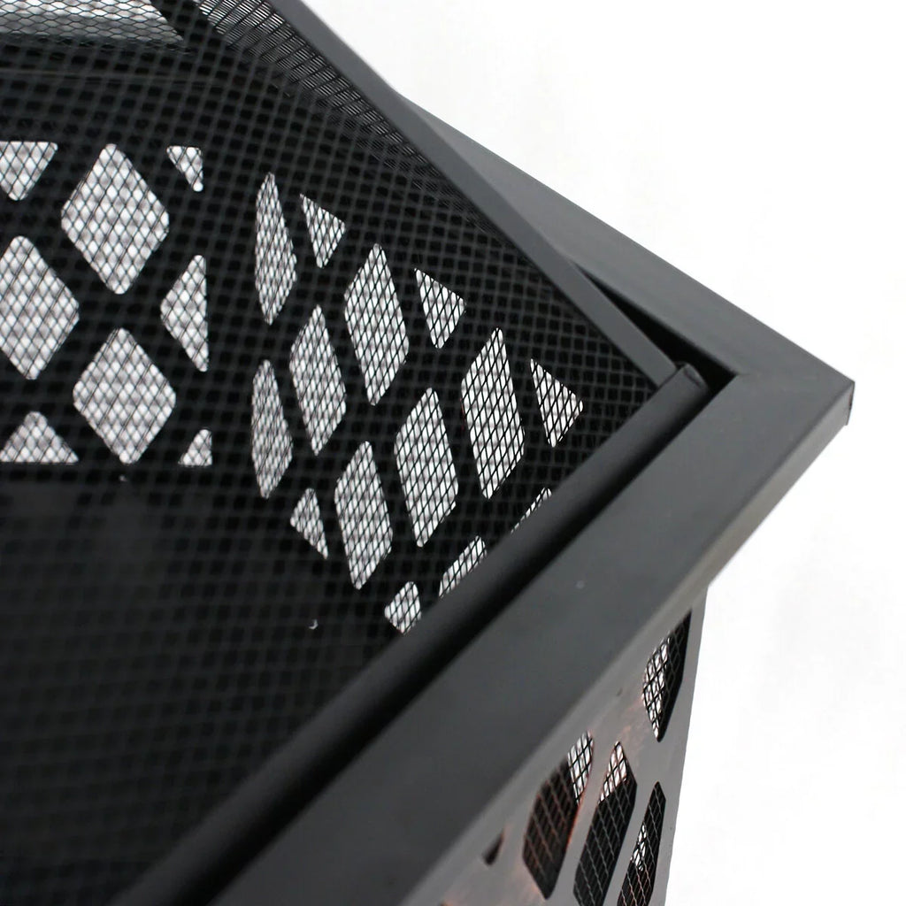 Backyard, ZenSports Pit Pire - Burning Lid, Black Bonfire W/Mesh Hex-Shaped Portable Wood 24’’ exterior
