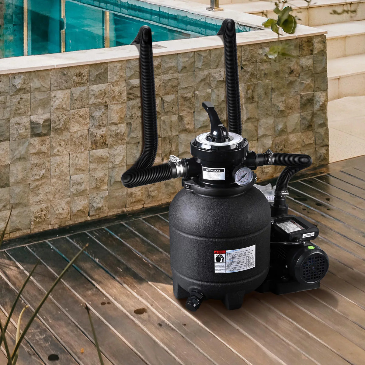 Valve Sand 3/4HP Ground Pump Yescom 12" Pool Above Filter w/ Strainer 4-Way 2640GPH for