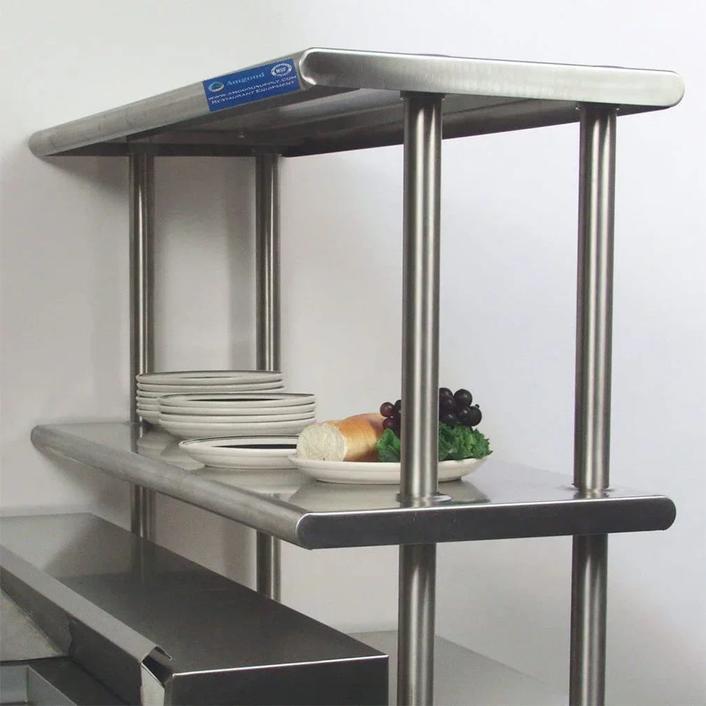 With Shelves Overshelf Tier Prep Wide & x 12" Work Metal Stainless | Table Kitchen 18" Combo Shelving | Steel Double Table Two 30"