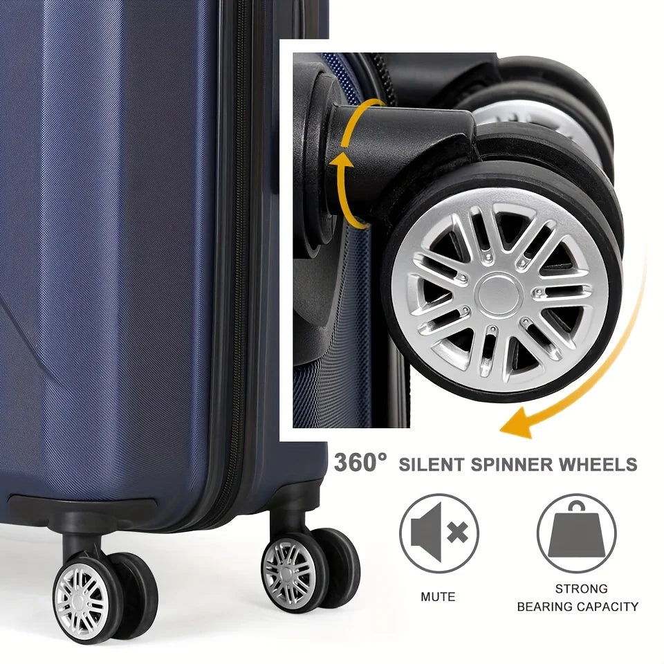 With For Luggage Wheels Four Business, - Spinner Scratch-Resistant 20 Carry-On Inch Suitcase Travel 20-Inch Blue Lock And Hardside Surface,