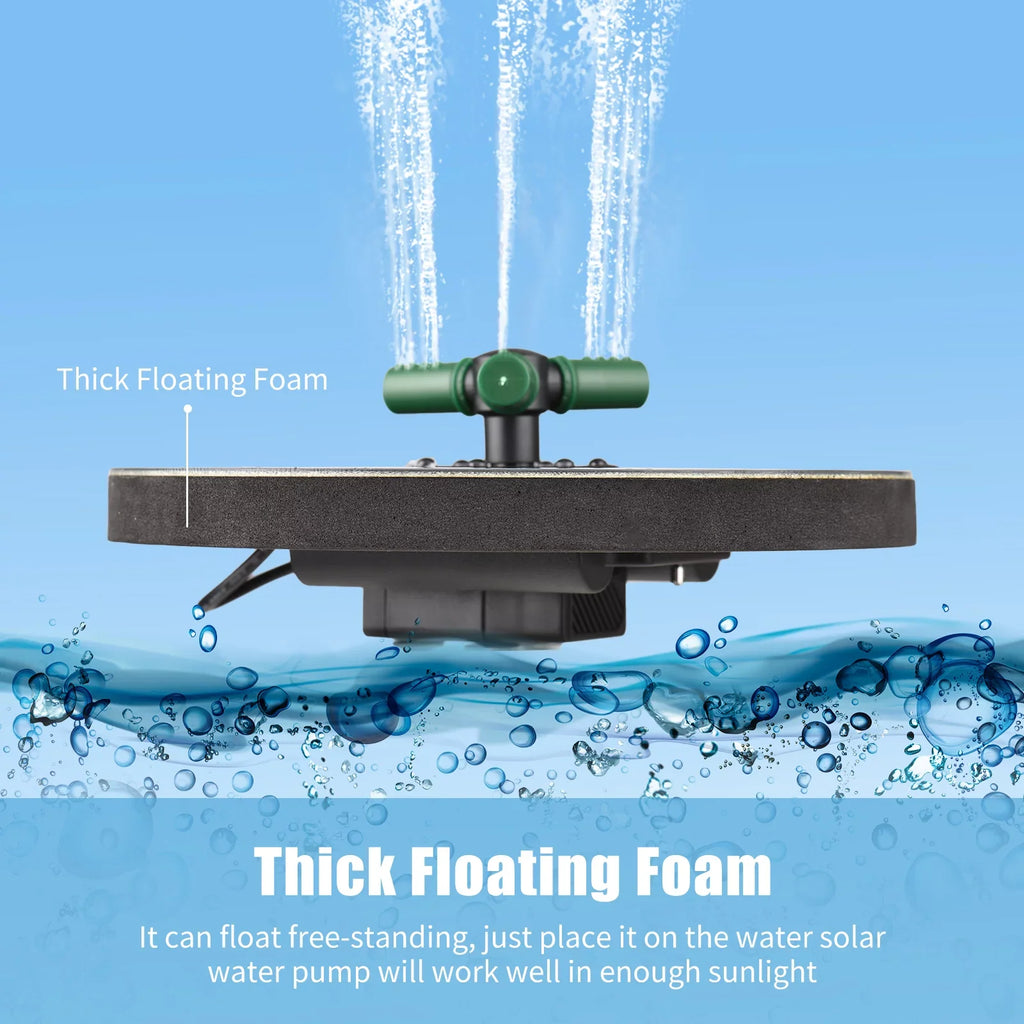 Pond Colorful for Battery Pump Solar Fountain Rotatable Bird With 6W 9 Nozzle Inch Auto-Shut Solar Small Pump Fountain With off Garden RGB Bath