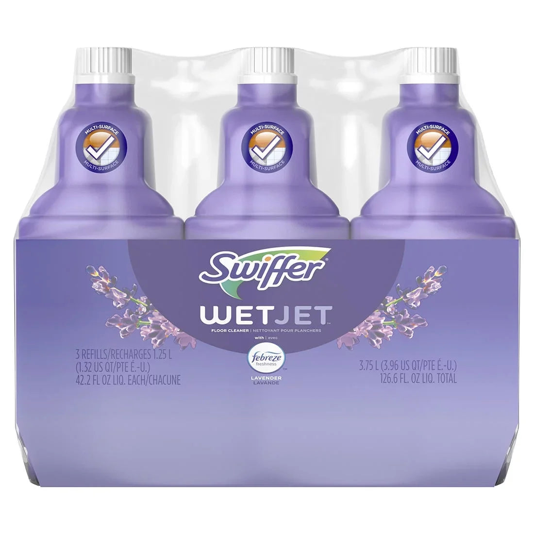 Solution, and Swiffer Cleaner Multi-purpose Lavender WetJet Febreze Floor Vanilla Scent, 3 ct./1.25L Comfort