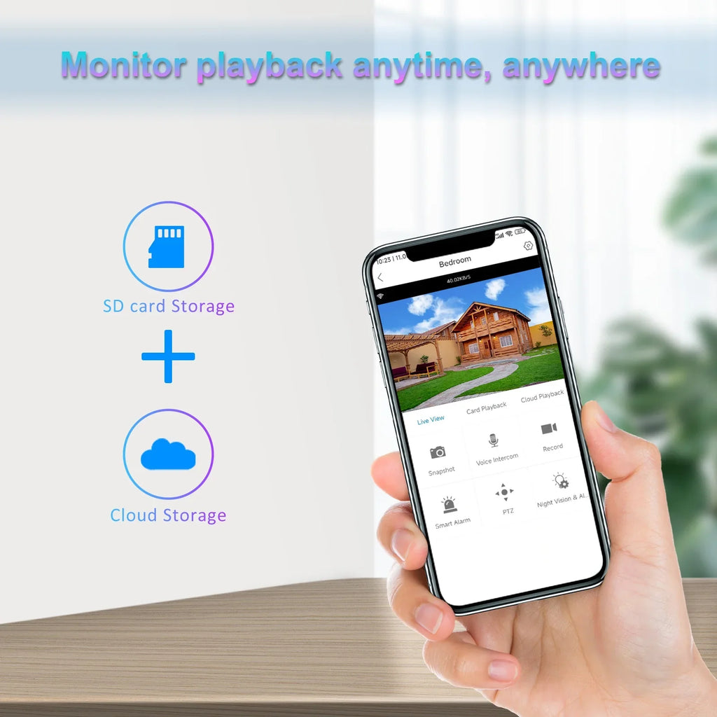 Night System Detection IP Access 4MP Waterproof Home WiFi 360° 2-Way IP66 Audio Lixada Remote View PTZ Vision Color Motion Wireless Camera