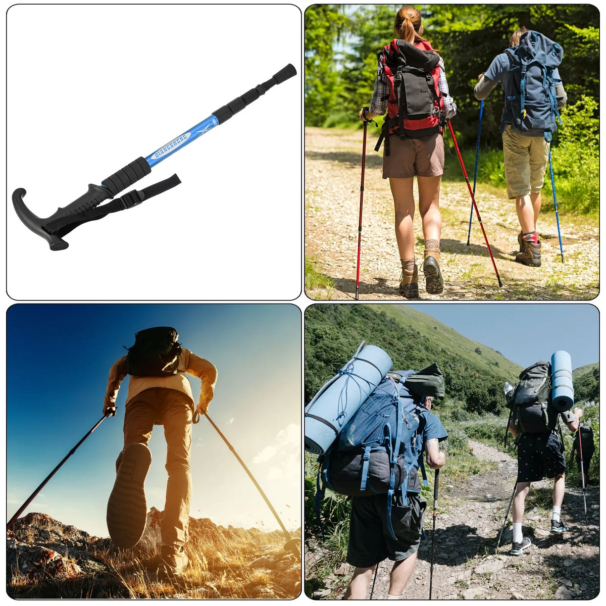 Blue Handle, Poles Telescopic Uxcell T 43 Pole Trekking Collapsible Inch Hiking
