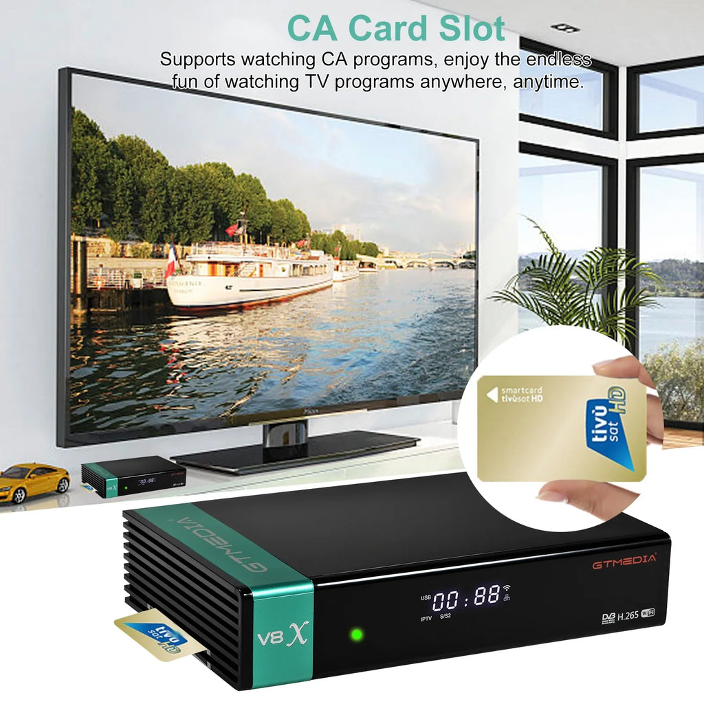 Built-in CA DVB-S/S2X Slot Card GTMEDIA Receiver, 2.4G Signal V8X LA WiFi,