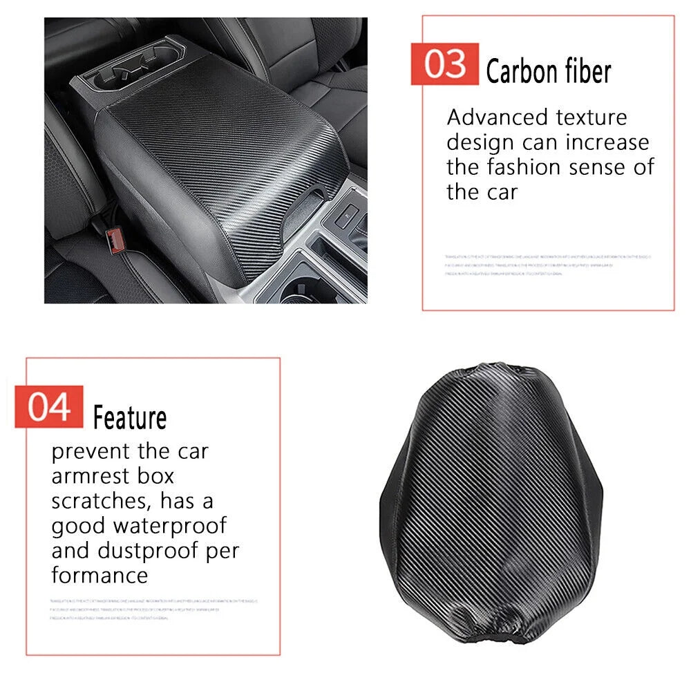 F150 Carbon Armrest Cover Center Protector Console Leather Pad Teledu
