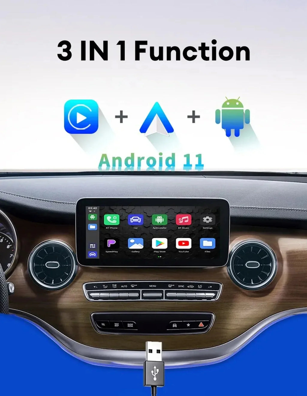 AI Wireless Netflix Dongle Box Wifi Audi/Toyota/VW/Golf/Mercedes/Subaru for Android 11 Wired Masslatie Mini Fit Youtube CarPlay to System
