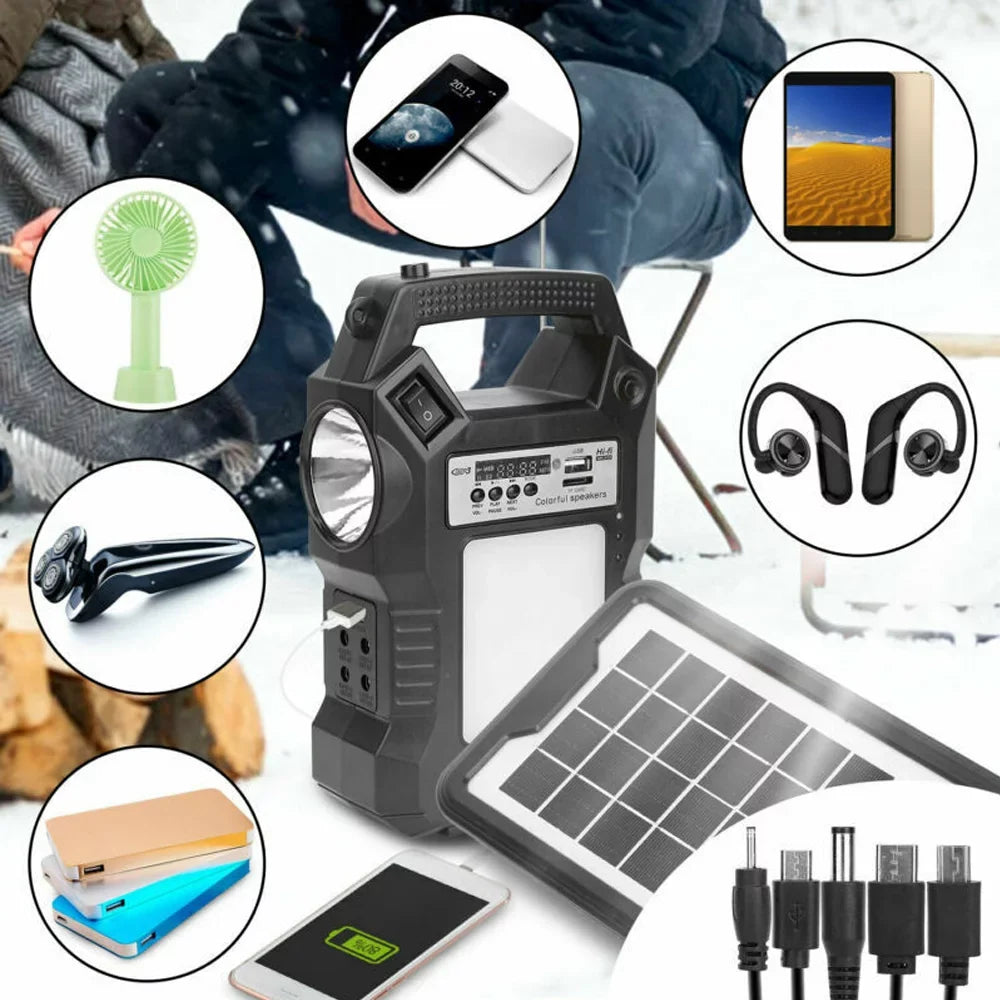 Flashlight for Portable Station, Generator, Charge, Way Panel with Dual Rechargeable Bank Power Bulbs 3 Powered DFITO Solar Solar Hiking To LED Camping Emergency Solar